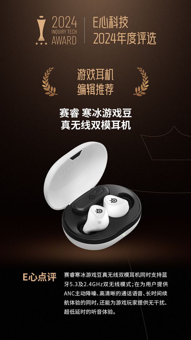 双模耳机荣获“游戏耳机 编辑推荐”奖凯时尊龙最新网站赛睿寒冰游戏豆真无线(图6)